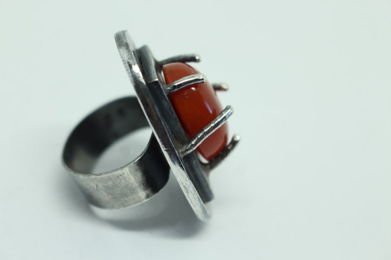 30.3 grams One of a Kind Sterling Silver and Mexican fire Opal handcrafted Ring