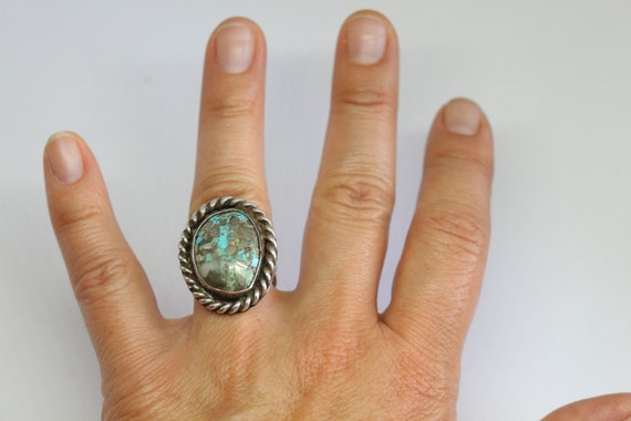 Sterling Silver and dessert bloom turquoise ring-… - image 7