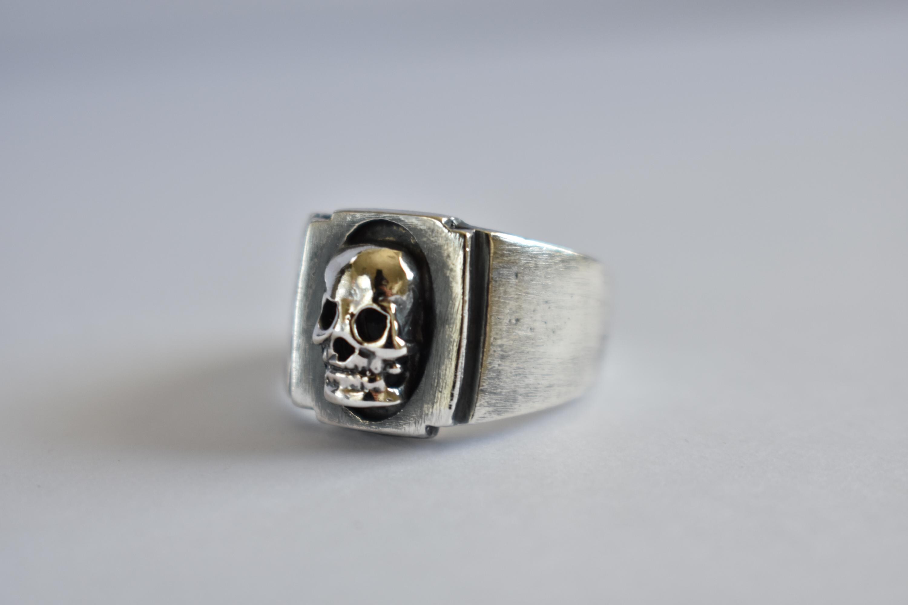 Sterling Silver Skull Signet Ring Classic- Handcrafted-one of the