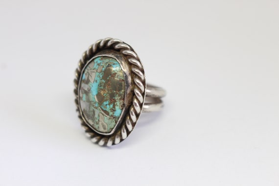 Sterling Silver and dessert bloom turquoise ring-… - image 8