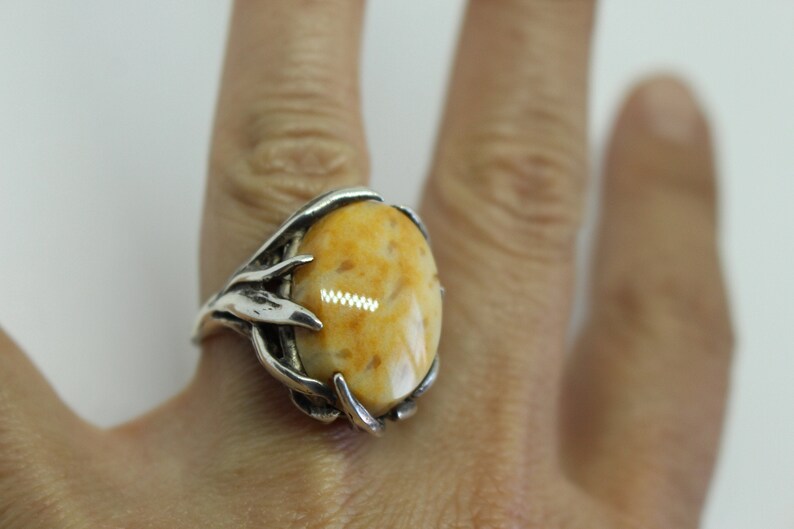 Sterling Silver and Natural stone Free Form Ring Size