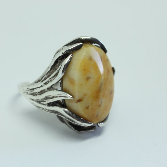 Sterling Silver and Natural stone Free Form Ring Size