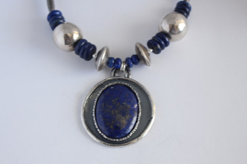 Sterling Silver and Lapis Lazuli Necklace image 1