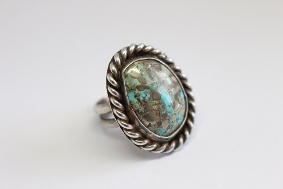 Sterling Silver and dessert bloom turquoise ring-… - image 3