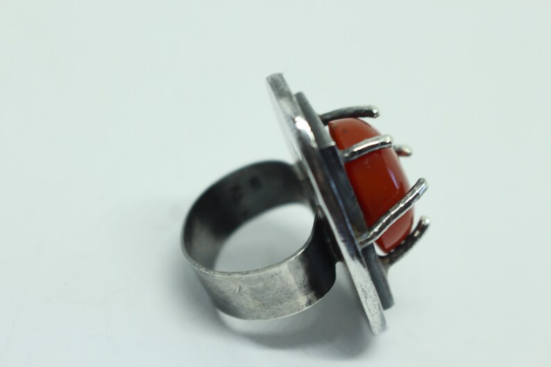 30.3 grams One of a Kind Sterling Silver and Mexican fire Opal handcrafted Ring