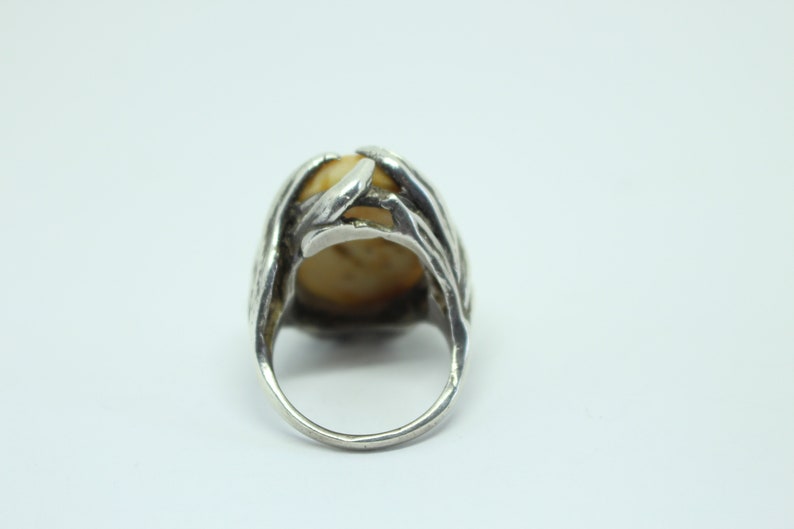 Sterling Silver and Natural stone Free Form Ring Size