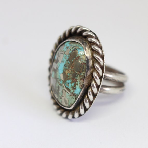 Sterling Silver and dessert bloom turquoise ring-… - image 10