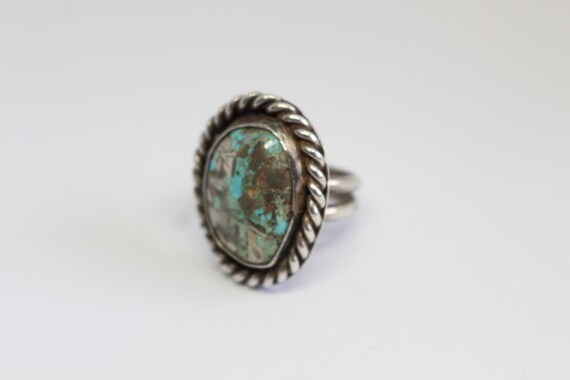 Sterling Silver and dessert bloom turquoise ring-… - image 2