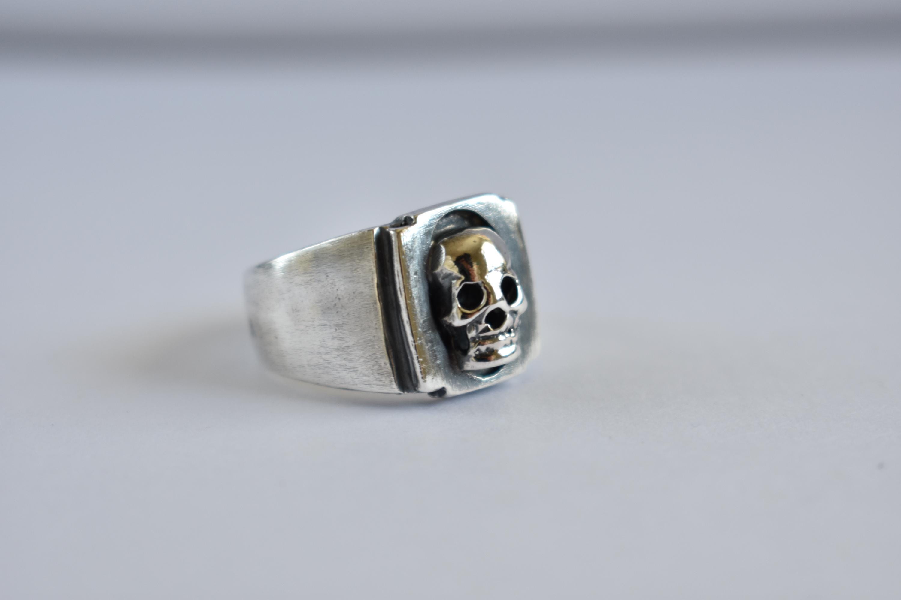 Sterling Silver Skull Signet Ring Classic- Handcrafted-one of the
