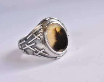 Sterling Silver and Montana Agate Ring