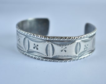 Beautiful handcrafted solid sterling silver cuff bracelet- Hand stamped