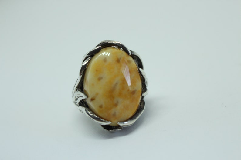 Sterling Silver and Natural stone Free Form Ring Size