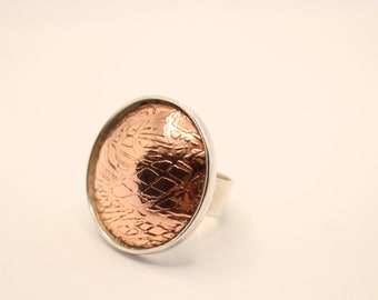 Sterling Silver and Textured  Copper Ring- One of a Kind