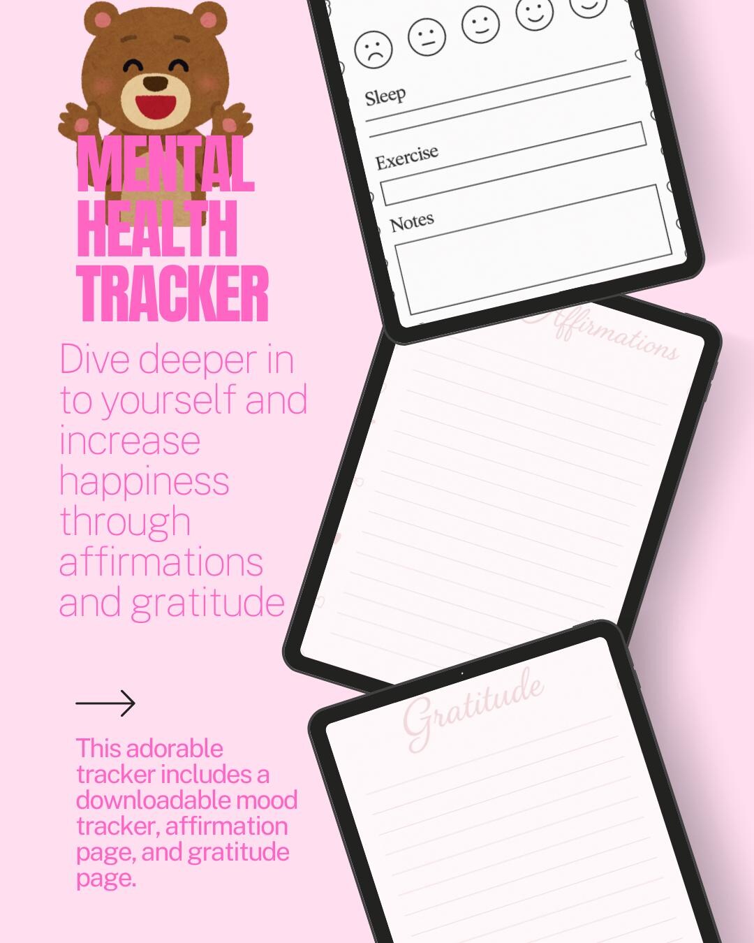 Mental Health Tracker Printable Soft Feminine Self Care Planner Girly ...