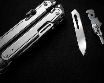 Scalpel Blade Adapter + Tritium Slot for Leatherman FREE P4/P2/ARC – Left-Side, 2-in-1 Mod (Silver/Black)