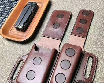 EDC Organizer, Handcrafted Leather Storage Case for Leatherman Tools | Magnetic Open, Hidden Buckle Hanger