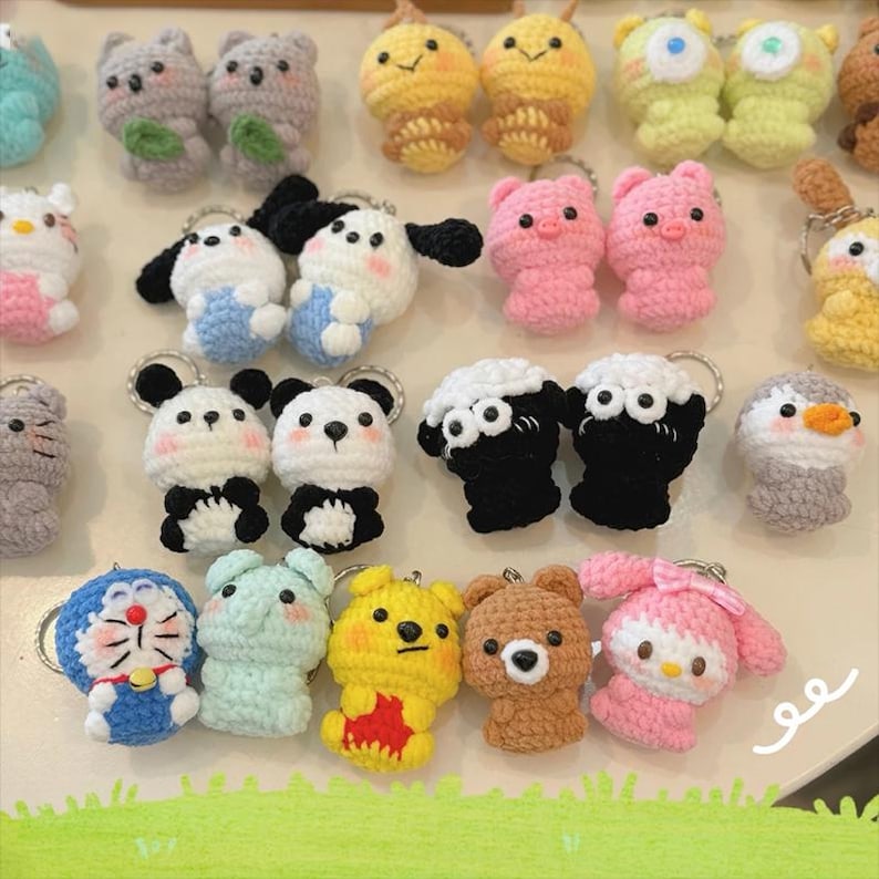 Crochet Animal Keychains, Handmade Amigurumi Plush Bag Charms, Tiny ...