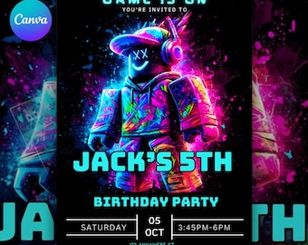 Invitations Roblox, Roblox invite, Roblox Birthday party invitation, Roblox Bday Invite, Roblox party Invites, Editable PDF/Canva