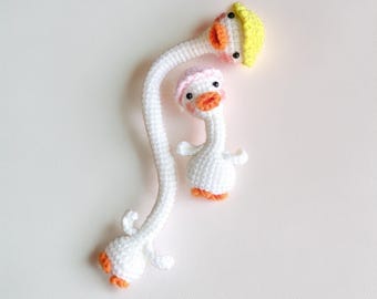 Crochet Goose Keychain | Amigurumi Duck Bag Charm – Long Neck or Short, Handmade Kawaii Gift