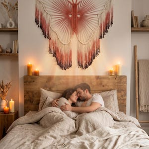 Verwurzelte Liebe Kopfteil - Extra Großes Makramee Wandbehang für Soulful Schlafzimmer