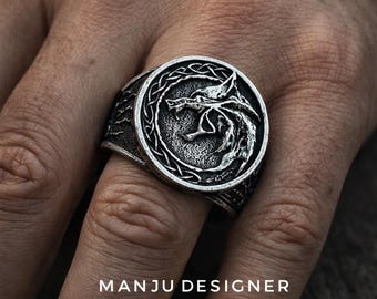 Wolf Ring, Viking Wolf Ring, Nordic Wolf Jewelry, Norse Wolf Ring, Fenrir Ring, Celtic Wolf Ring, Men Wolf Ring, Gothic Wolf Ring