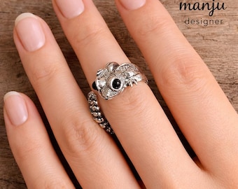 Gecko Ring, Adjustable Lizard Wrap Ring, Animal Lover Jewelry, Unique Reptile Ring, Gecko Jewelry, Nature Inspired Gift, Boho Statement Ring