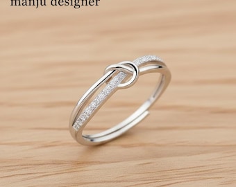 925 Sterling Silver Knot Ring, Minimalist Silver Band, Infinity Love Knot Ring, Dainty Stackable Ring, Promise Ring for Women