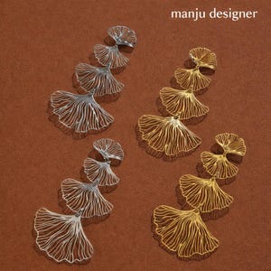 Elegant Ginkgo Leaf Earrings Silver & Gold-Plated ,Lightweight Statement Jewelry ,Unique Nature-Inspired Design, Perfect for Gift Giving image 2