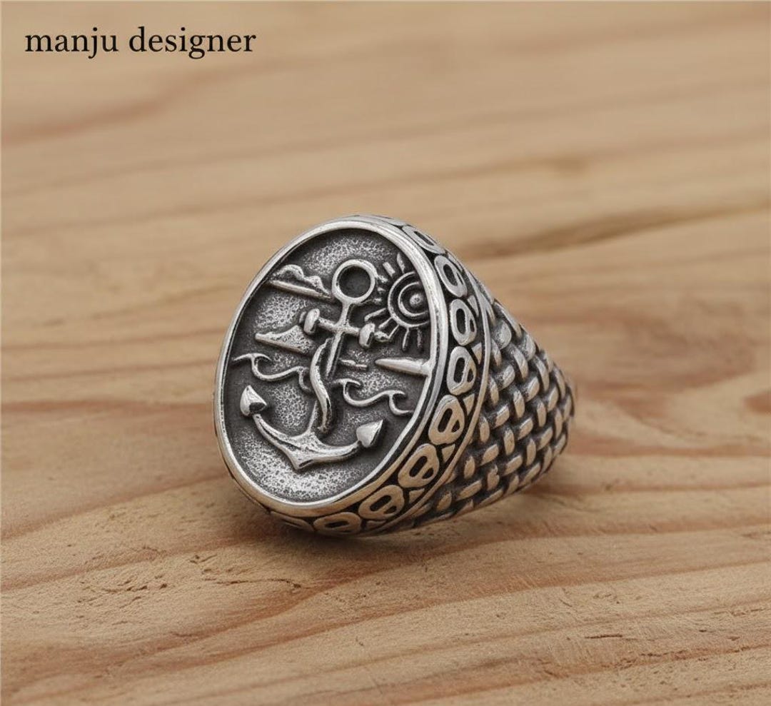 Nautical Rope Anchor Rings Nautical Anchor Ring, Sailor Signet Ring, Men's Anchor Jewelry ...