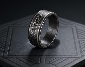 Bague croix, bague croix gothique, bague style médiéval, bague unisexe, bijou croix vintage, cadeau pour lui ou elle