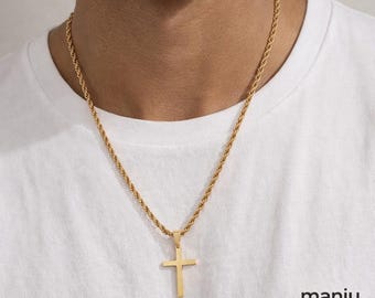Minimal Cross Necklace, Dainty Gold Cross Necklace, Tarnish Free, Christian Cross Necklace For Woman, Christmas Gift, Baptism Gift For Her