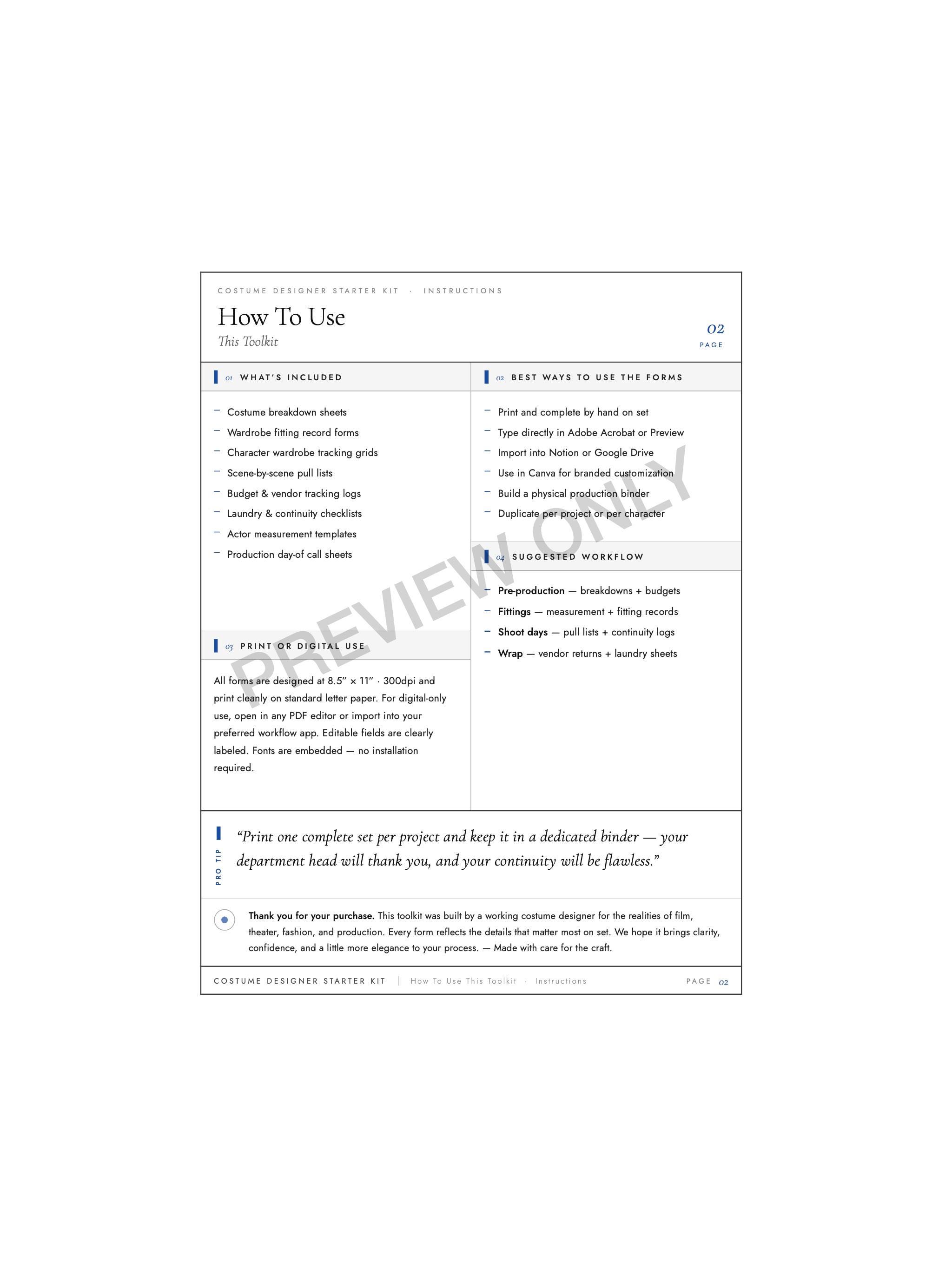 Clothing Kit.pdf Costume and Wardrobe Designer Starter Kit , Full Production and ...