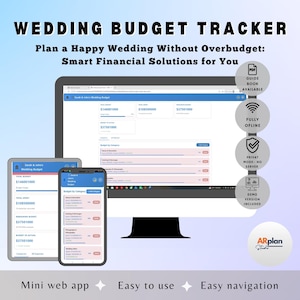 Bröllopsbudget och utgiftsplanerare | Enkel digital bröllopsmall | Anpassad HTML-webbapp