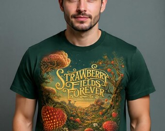 Camiseta Strawberry Fields Forever / Camiseta con estampado retro / Regalo de inspiración vintage para amantes de la música, prenda unisex para adultos.
