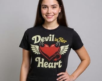 Devil In Her Heart Retro Graphic T-Shirt - Classic Rock & Roll Fan Apparel"