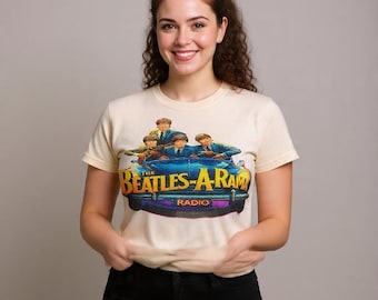 Official Beatles A Rama Radio Logo T-Shirt Classic Rock DJ Fan Apparel Retro Music Lover Gift Unisex Tee