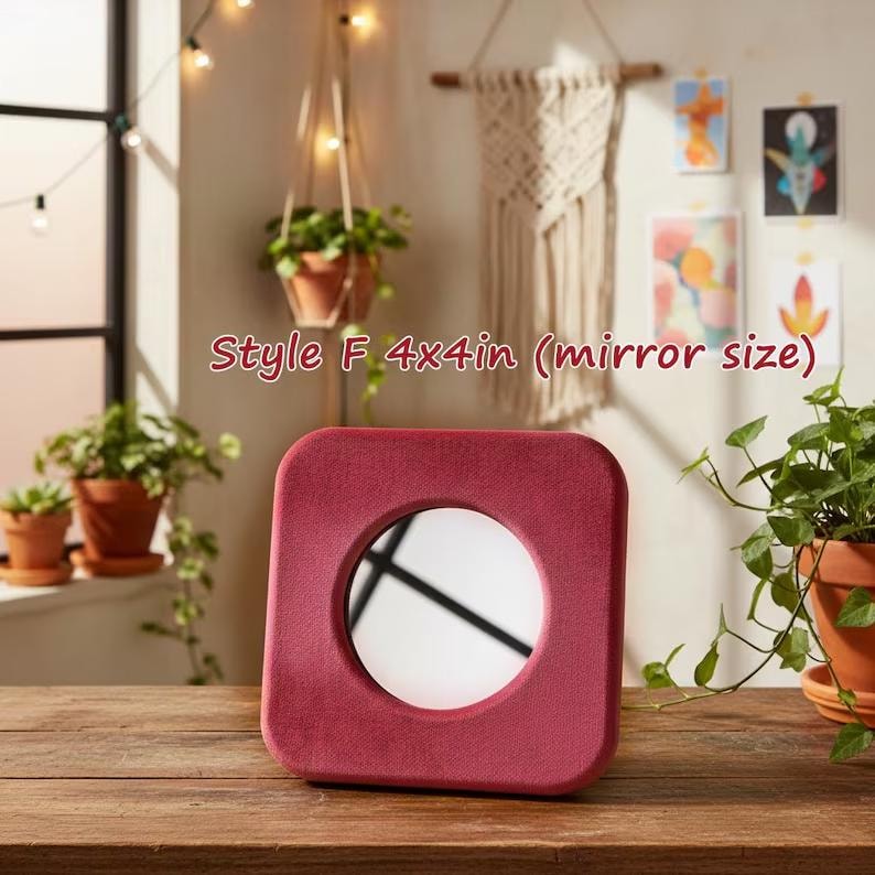 Colorful Wavy Mirror Set, Funky Irregular Wall Mirrors, Playful Accent Decor for Bedroom Entryway Style F: 4x4in