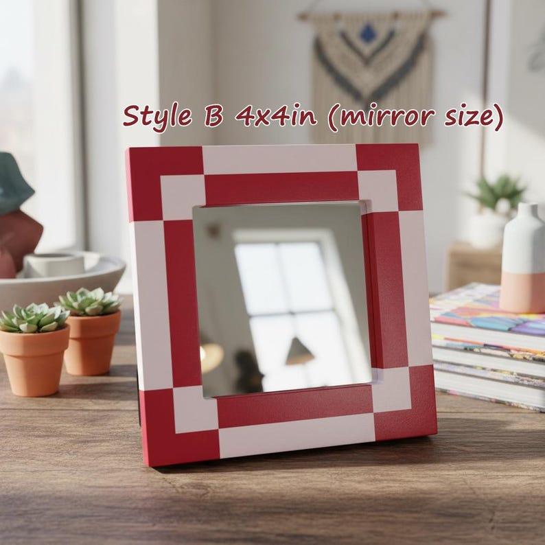 Colorful Wavy Mirror Set, Funky Irregular Wall Mirrors, Playful Accent Decor for Bedroom Entryway Style B: 4x4in