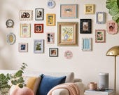 21 Piece Eclectic Gallery Wall Set – Complete Home Wall Decor Kit – Curated Vintage & Colorful Picture Frame Collection