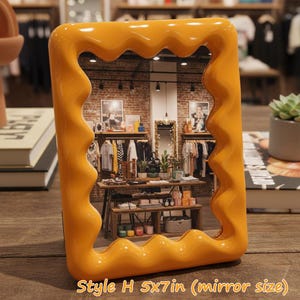 Colorful Wavy Mirror Set, Funky Irregular Wall Mirrors, Playful Accent Decor for Bedroom Entryway Style H: 5x7in