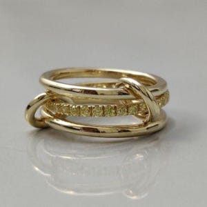 14K Yellow Gold Multi-Link Ring • Lab Grown Diamond Statement Band