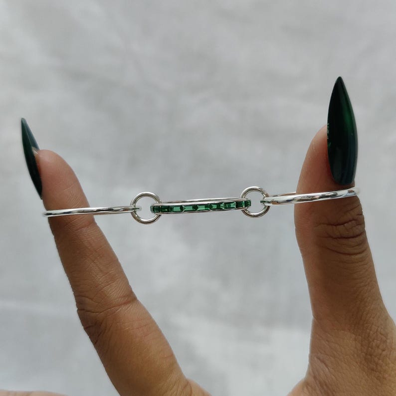 Multi Link Rings 925 Sterling Silver Emerald Baguette Multi-link Ring – Interlocking ...