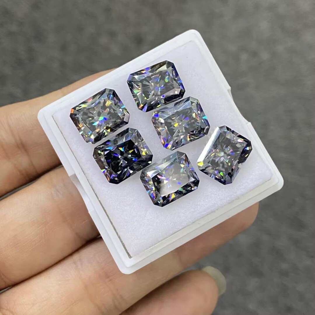 Gray Color Radiant Moissanite Loose Gemstone Grey Radiant Moissanite ...