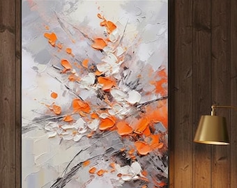 Hand Painted Purple Flower Painting, Textured Knife Oil Painting, Modern Floral