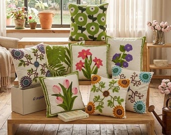 Handcrafted Floral Harmony Embroidered Cushion Collection