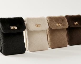 Real Mink Fur Crossbody Bag – Soft Plush Shoulder Purse, Evening Chain Messenger