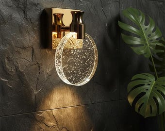 Nordic Crystal Wall Sconce – Art Deco Gold LED Light