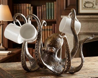 Resin Octopus Mug Holder – Nautical Home Decor Sculpture