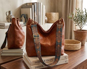 Women's Large-Capacity Geometric Tote Bag – Brown