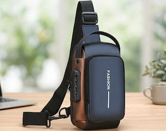 Waterproof Anti-Theft Sling Bag with USB Port & TSA Lock, Travel Crossbody Pack